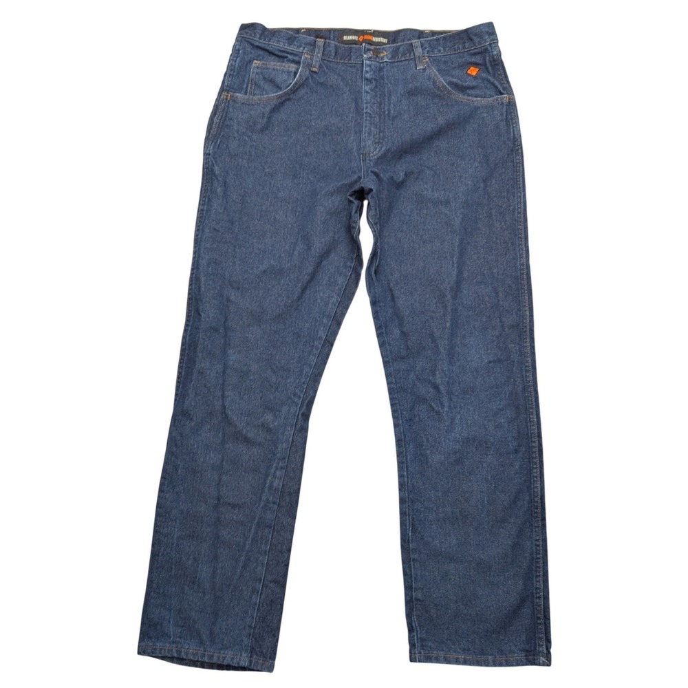 Wrangler FR Jeans Mens 38x32 Blue Relaxed Fit Flame Resistant 10FR31MWZ CAT 2